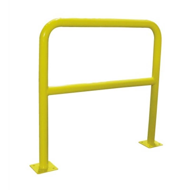 Barrières de sécurité acier diamètre 60 mm à platine longueur 200 cm hauteur 100 cm coloris jaune et noir_0