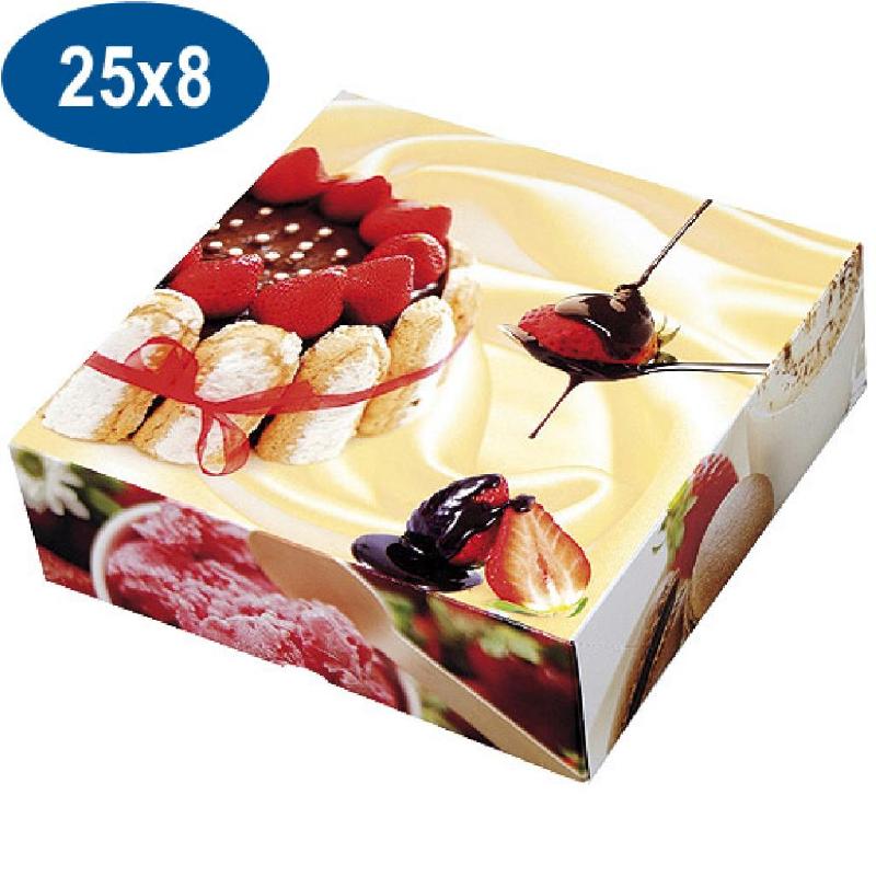 BOITE PÂTISSIÈRE CHARLOTTE EN CARTON 25X8 CM X 50 FIRPLAST