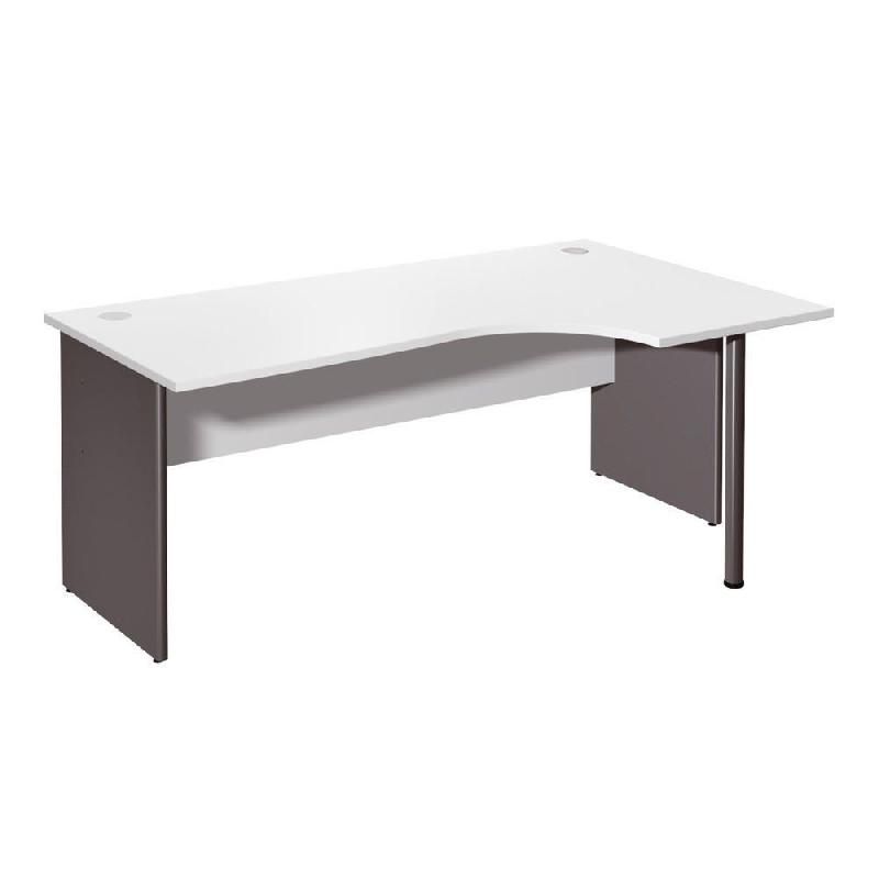 BUREAU COMPACT RETOUR À DROITE EVOLUTION 2 - L. 180 X P. 110 CM - PLATEAU 'BLANC' - PIEDS PLEINS 'BLANC'.