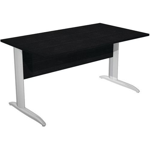BUREAU DROIT PIEDS L EN MÉTAL FAST 140 CM - NOIR CHROME