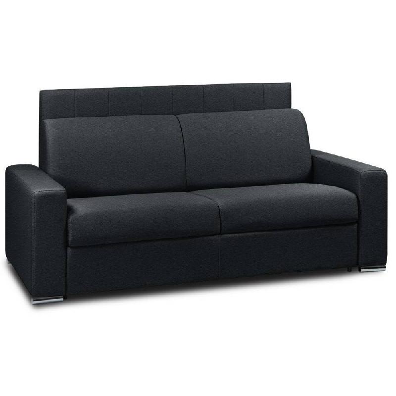 CANAPÉ LIT LEVALLOIS EXPRESS LATTES 120CM MATELAS 16CM TÊTE DE LIT INTÉGRÉE POLYURÉTHANE NOIR_0