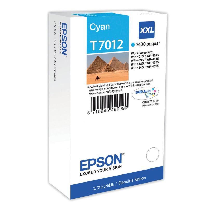 CARTOUCHE EPSON T7012 CYAN POUR IMPRIMANTES JET D'ENCRE