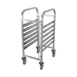 Chariot de transport 6 bacs GN 1/1 inox, roues pivotantes avec freins – Equipementpro - X1301_0