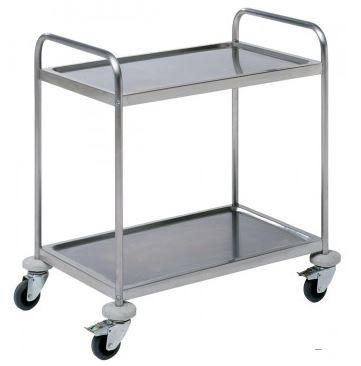 Chariot inox ECO 2 plateaux - 710x405xH810 mm - Référence CH80962 - Charge 250 kg - Roues pivotantes avec frein_0