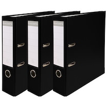 LOT DE 3 CLASSEURS À LEVIER - DOS DE 80MM - FORMAT À CLASSER A4 - EXTÉRIEUR EN POLYPROPYLÈNE / INTÉRIEUR EN PAPIER - NOIR - LOT DE 4