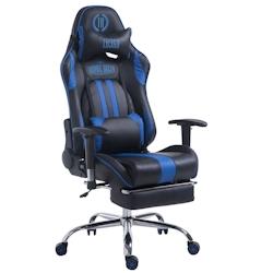CLP Fauteuil de bureau Limit similicuir avec ou sans Repose-pieds téléscopique Noir / Bleu/avec repose-pieds - bleu polyester 1916685101_0