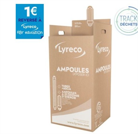 Collecteur d'ampoules usagées et petits tubes néon - Lyreco - Recyclage avec récupération incluse - Fabriqué en France_0