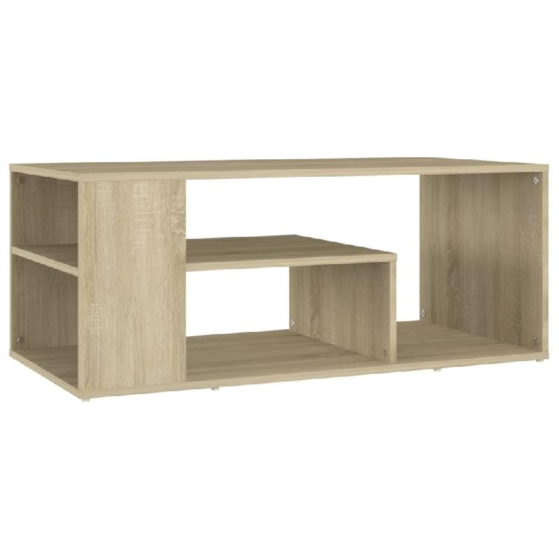 Décoshop26 - Table basse avec étagères design intemporel 100 x 50 x 40 cm bois d'ingénierie couleur chêne DEC038856 - 3000264080333_0
