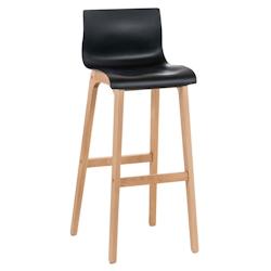 Décoshop26 - Tabouret de bar design scandinave x1 structure de 4 pieds en bois assise en plastique noir 10_0004943 - noir 3000252369662_0