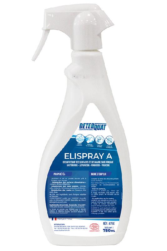 DETERQUAT - Désinfectant des surfaces sans rinçage - Elispray A 750ml - Bactéricide, levuricide, fongicide, virucide - Réf. 002071899_0