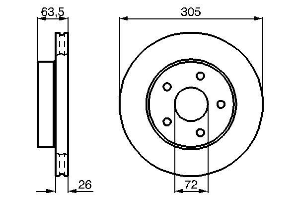 Disque de frein Bosch 0986478772 - ventilé - boîte de 2 disques - côté avant - 5 trous_0