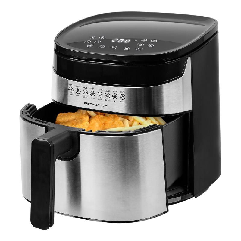Emerio Airfryer XL 1300W – 4,5L – Thermostat 60°C à 200°C – 8 programmes de cuisson – AF-129084 – Noir - argenté plastique 7333282033378_0