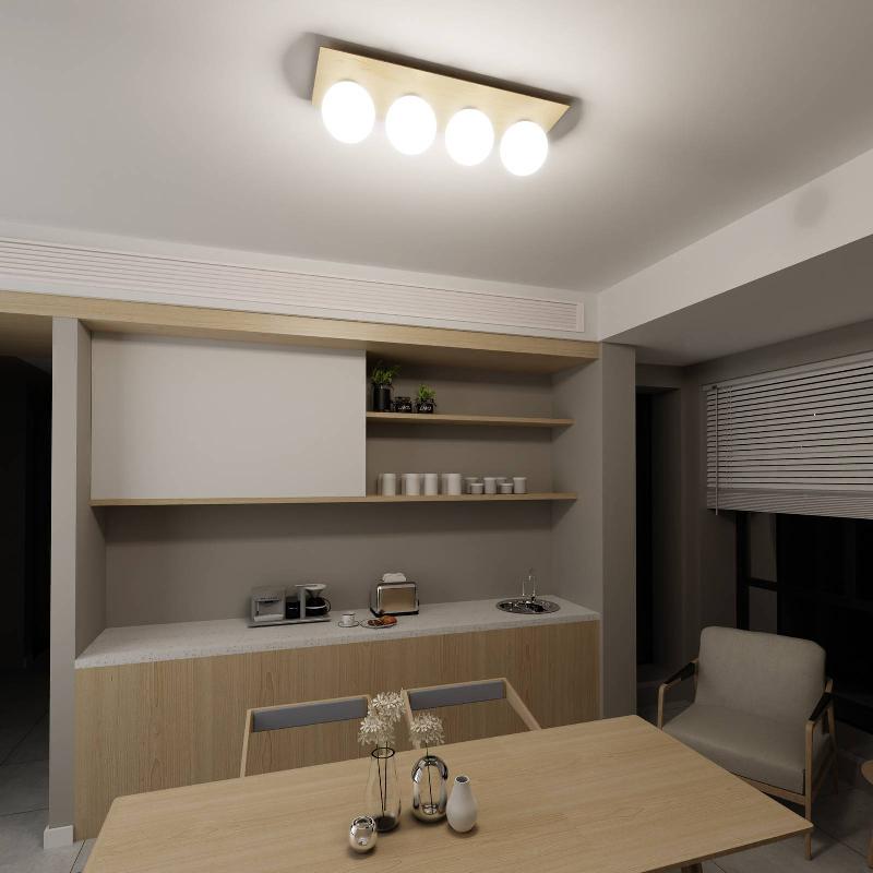EMIBIG LIGHTING PLAFONNIER KENZO, ANGULAIRE, BRUN/BLANC, À 4 LAMPES