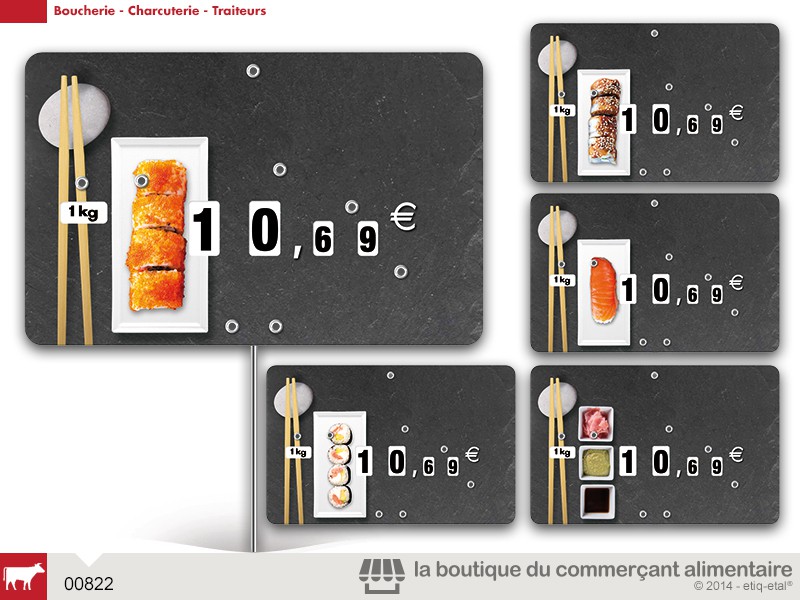 ETIQUETTES TRAD'ETIQ N°3 SUSHI ASSORTIES PAR MODÈLE DE 5