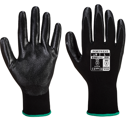 Gant Dexti-Grip noir A320, L - Tricot jauge 13, enduction mousse de nitrile, niveau 3 abrasion ANSI_0