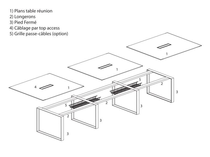 Grande table de réunion rectangulaire X7- Officity. - Blanc 9010, Blanc, 480_0