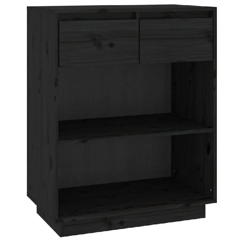 Helloshop26 - Armoire console rangement noir 60 x 34 x 75 cm en bois de pin massif finition rustique 02_0048118 - noir Bois massif 3000235120914_0
