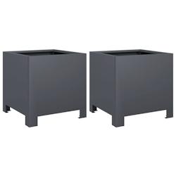 Helloshop26 - Jardinière bac lit surélevé plantes fleurs jardin terrasses lot de 2 30 x 30 x 30 cm acier anthracite 02_0038911 - 3000217960798_0