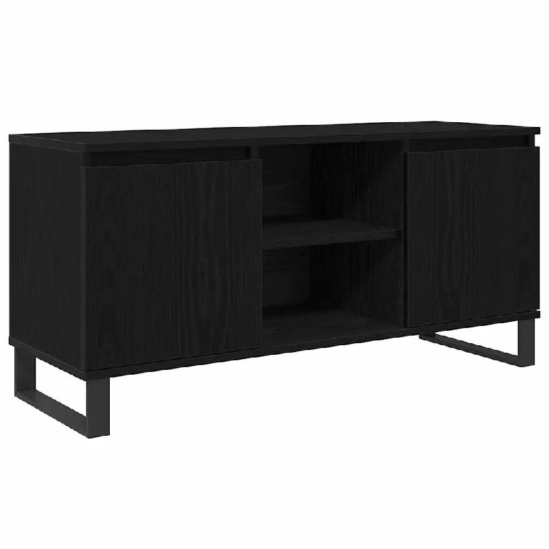 Helloshop26 - Meuble TV rectangulaire moderne ambiant cosy 104 x 35 x 50 cm en bois d'ingénierie noir 02_0052768 - noir métal 3000237580303_0