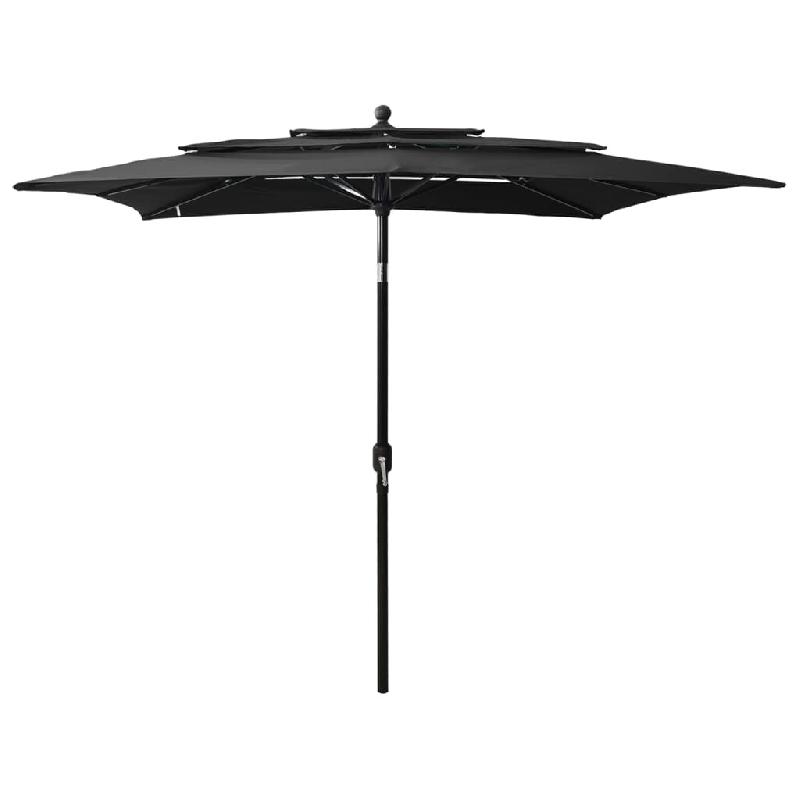Helloshop26 - Parasol à 3 niveaux avec mât en aluminium 2,5 x 2,5 m noir 02_0008757 - 3000468147764_0