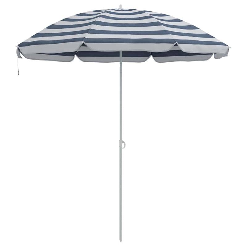 Helloshop26 - Parasol de plage rond 206 x 206 x 212 cm léger et durable design minimaliste en polyester bleu 02_0056701 - bleu métal 3000239658246_0