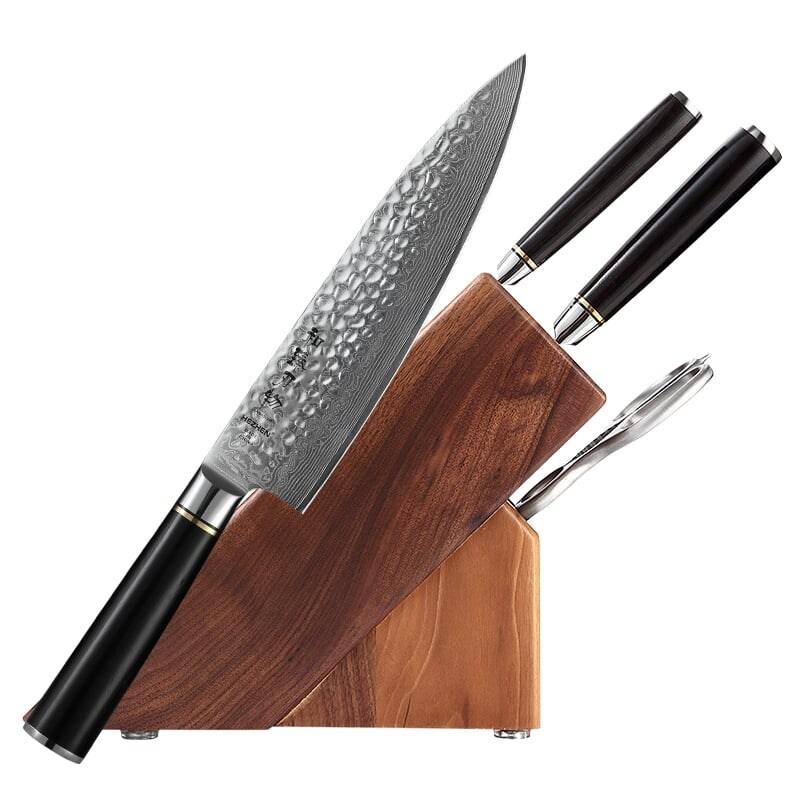 Hezhen - Set de couteaux Damas 5 pièces avec bloc - Série B1Z Classic - multicolore multi-matériau B1Z-H5_0