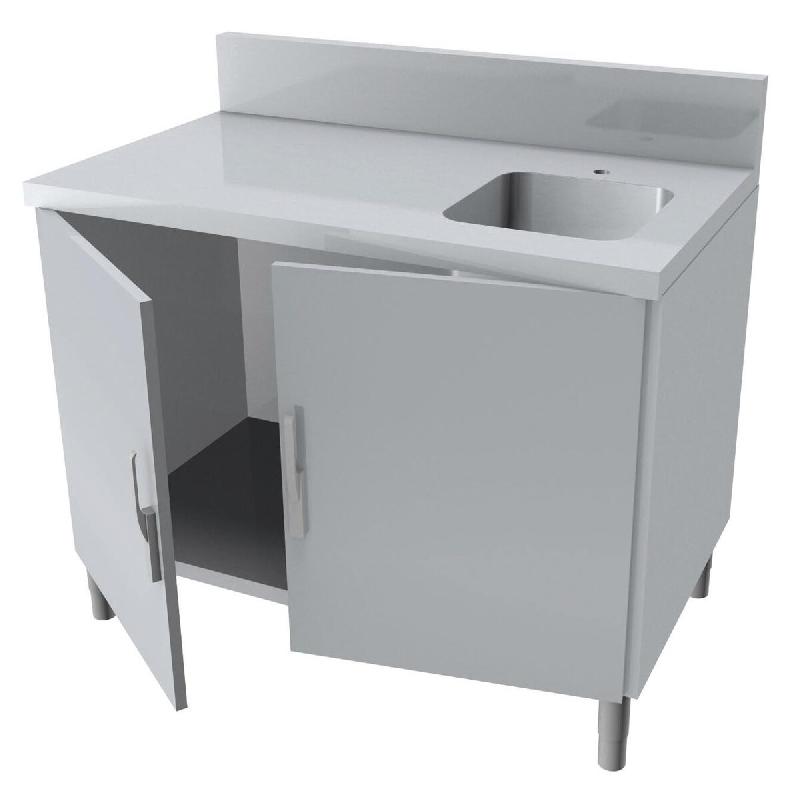 ITALCONCEPT L2G Meuble Plonge,Dessus Inox, 2P.Coulissantes + 1 Bac 850mm x 1800mm x 800 mm - 3616350166968_0