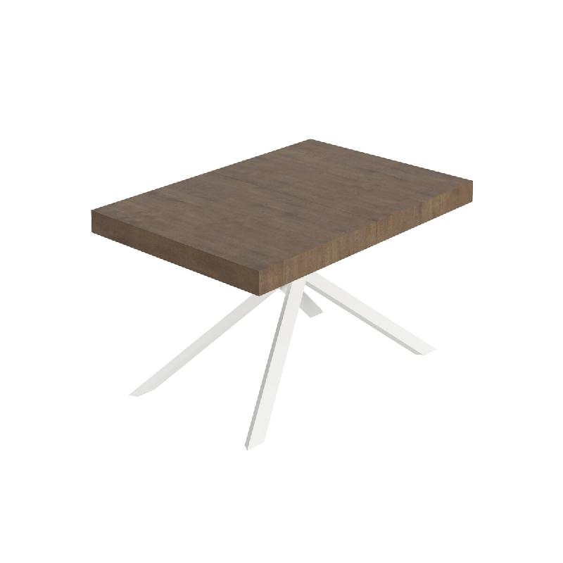Itamoby Table Extensible Niket En Noyer 120/224X90 Cm Avec Pieds Blancs - marron multi-matériau VE0120TAVNIKE-NC-BI_0