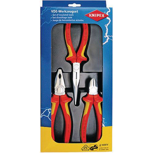ASSORTIMENT DE 3 PINCES POUR ÉLECTRICIEN - CHROMÉE - 1000V - KNIPEX