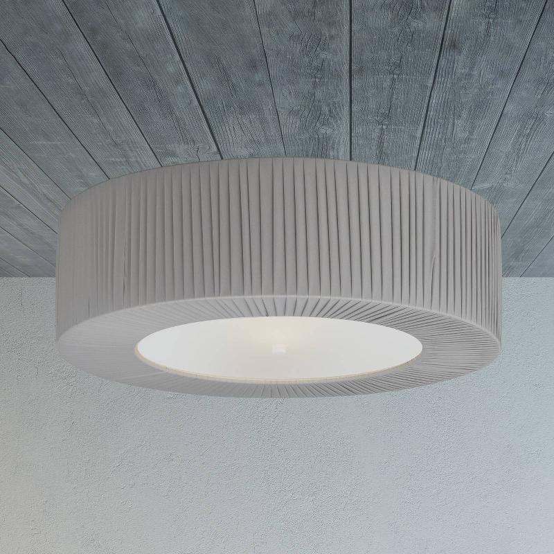 LAM PLAFONNIER ALDABRA EN TISSU, Ø 60 CM, GRIS