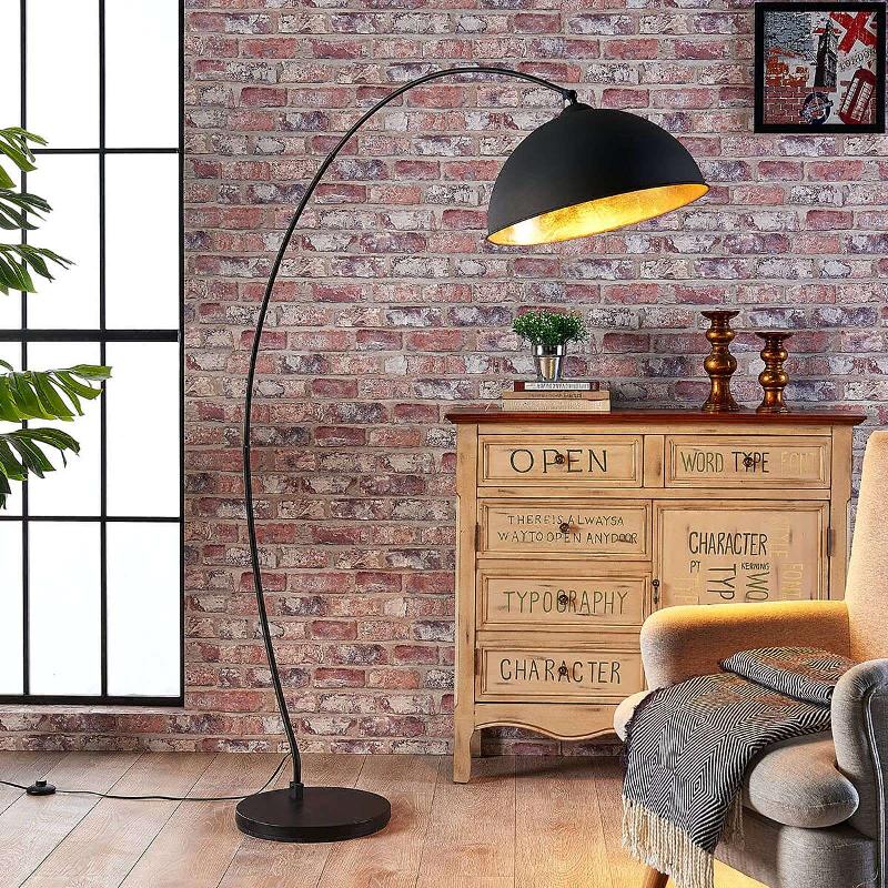 LAMPADAIRE ARQUÉ JONERA DE LINDBY, NOIR, MÉTAL, E27, HAUTEUR 185 CM