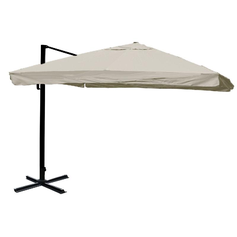 Mendler Parasol de signalisation pour la gastronomie HWC-A96, 3,5x3,5m (Ø4,95m) polyester alu/acier 25kg ~ Flap, gris crème sans support, pivotant -_0