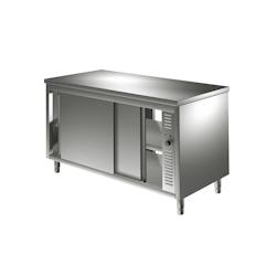 Mastro Meuble Inox Bas Chauffant Traversant avec Portes Coulissantes - Gamme 600 - Virtus - l- L180- P60- h85- - 7864850162096_0