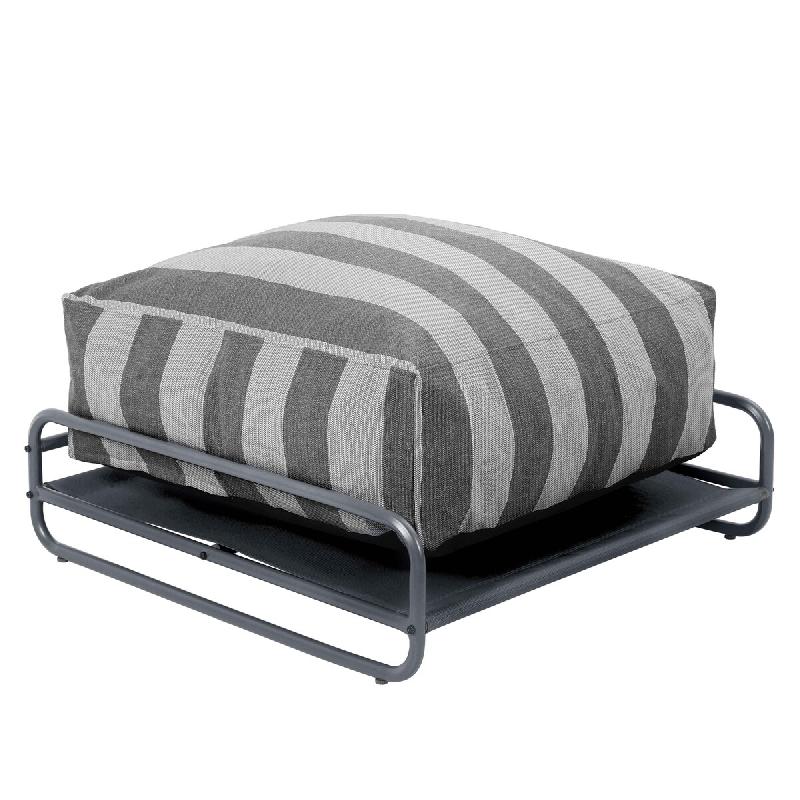 Oviala Business Pouf rayé pour salon de jardin modulable avec structure gris, L 97 x l 97 x h 42 cm Oviala - gris polyester 115368_0