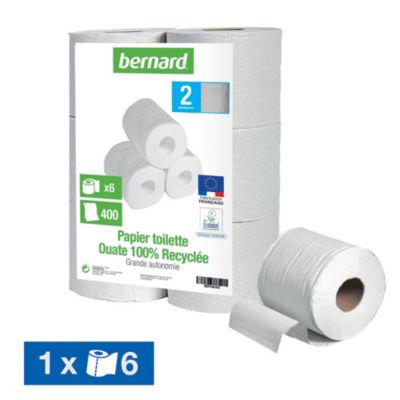 6 rouleaux papier toilette Bernard XXL ouate 100% recyclée 2 épaisseurs_0