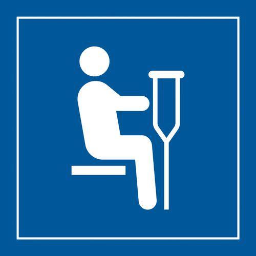 PICTO SIÈGE PERSONNE BLESSÉE GRAVOPLY BLANC/BLEU 350X350