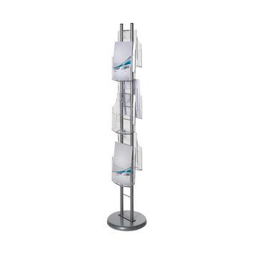 Porte-brochures sur pied Tondo NG - 6 cases A4 - polystyrène et métal argenté_0
