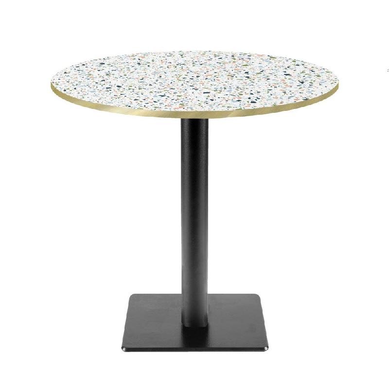RestooTab - Table Milan T Ø70cm décor terrazzo spectra chip chants couleur laiton - blanc fonte TB-MIT-R70M-TER.SPE-LAI_0