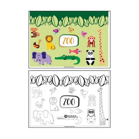 SET DE TABLE COLORIAGE ZOO 100 G/M² 31X43 CM QUADRICHROMIE (VENDU PAR 1000)