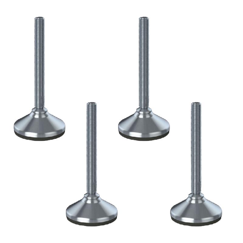 Pied de nivellement en acier inoxydable HX 16x150x80mm - Base anti-vibration et anti-dérapante, 1500kg - Set de 4_0