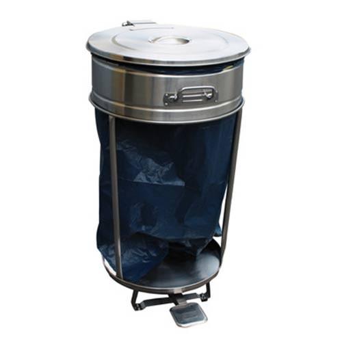 Support de poubelle en inox roulant commande à pédale 110 litres | L2g - 900540130L_0