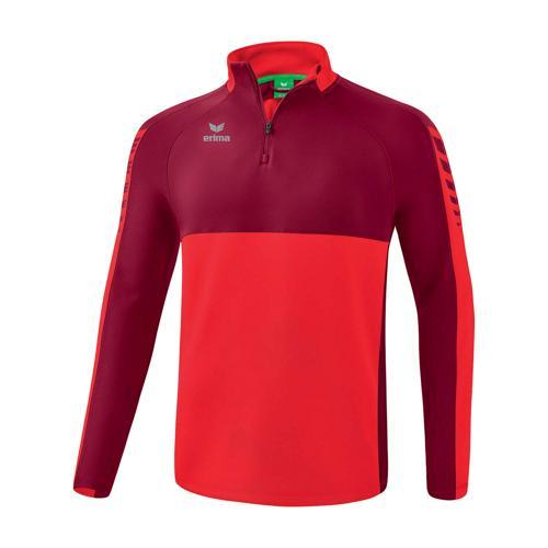 SWEAT DEMI-ZIP ADULTE - ERIMA - SIX WINGS ROUGE/BORDEAUX
