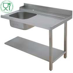 Table en inox - entrée évier 500x500 à droite - tables et convoyeurs - DTV-12 - Dimensions 1200x700xh850 mm_0