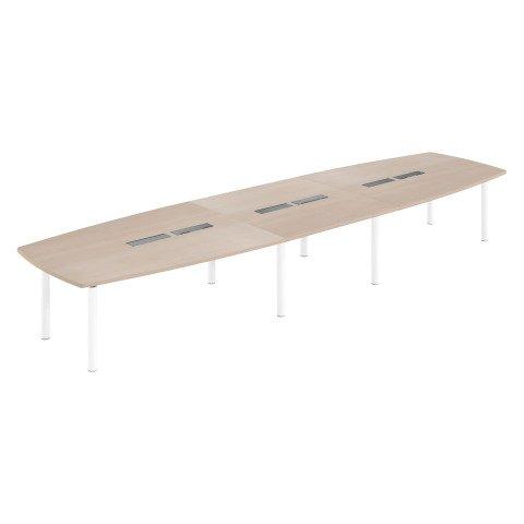 TABLE MODULABLE BELEM L 520 X P 140 CM -18 PERSONNES CHÊNE CLAIR/BLANC