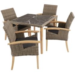 Tectake Table en rotin Tarent avec 4 chaises Rosarno - marron naturel -404858 - beige 404858_0