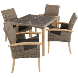 Tectake Table en rotin Tarent avec 4 chaises Rosarno - marron naturel - 404858 - beige 404858_0