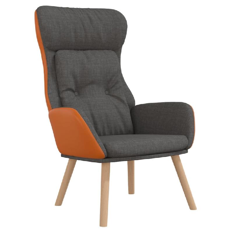 VidaXL Chaise de relaxation Gris foncé Tissu et PVC Modèle Vega Executive Bois - 341302_0