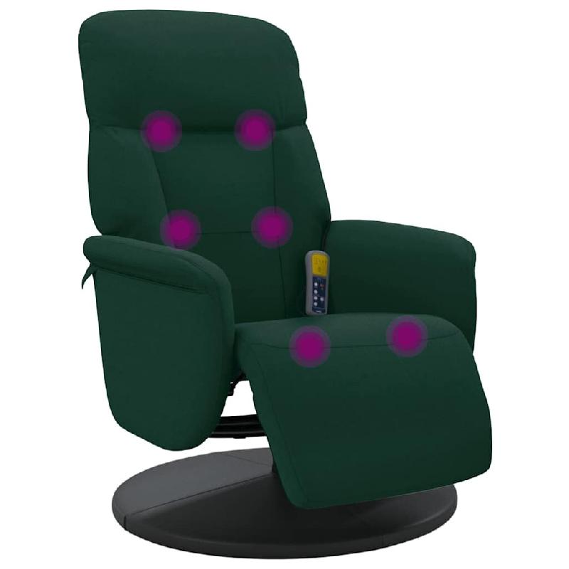 VidaXL Fauteuil inclinable de massage repose-pied vert foncé velours  Modèle Serdelora - 8721012044777_0