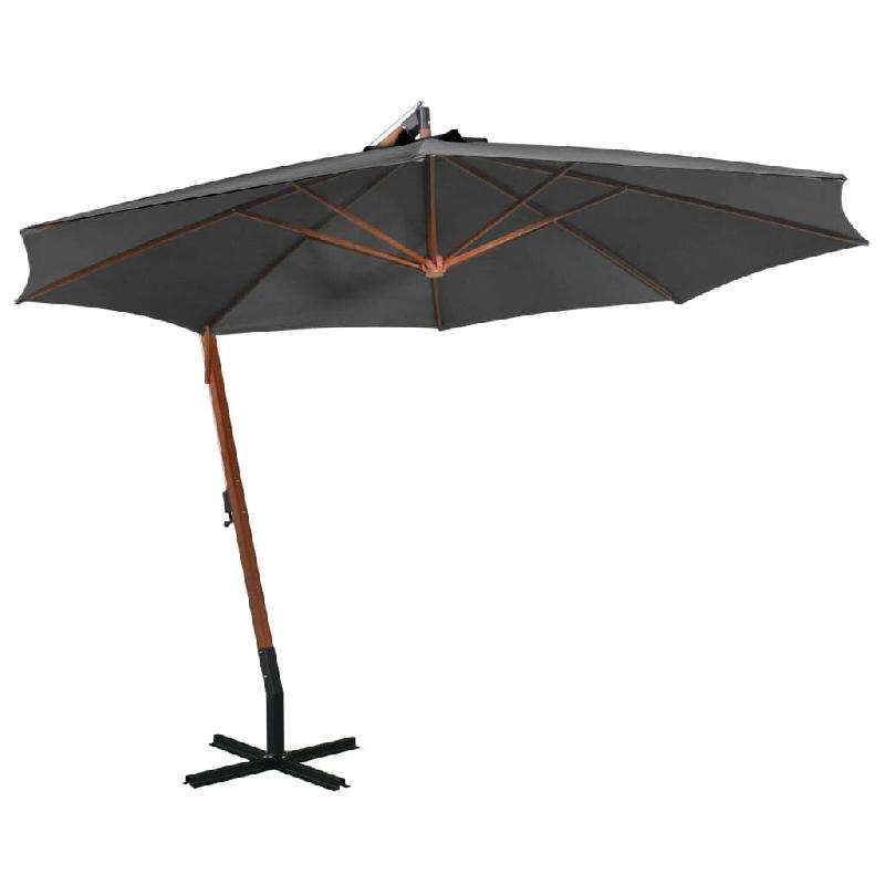 VidaXL Parasol de jardin suspendu avec mât anthracite bois de sapin Modèle Atlas Panorama Plus - noir 313768_0