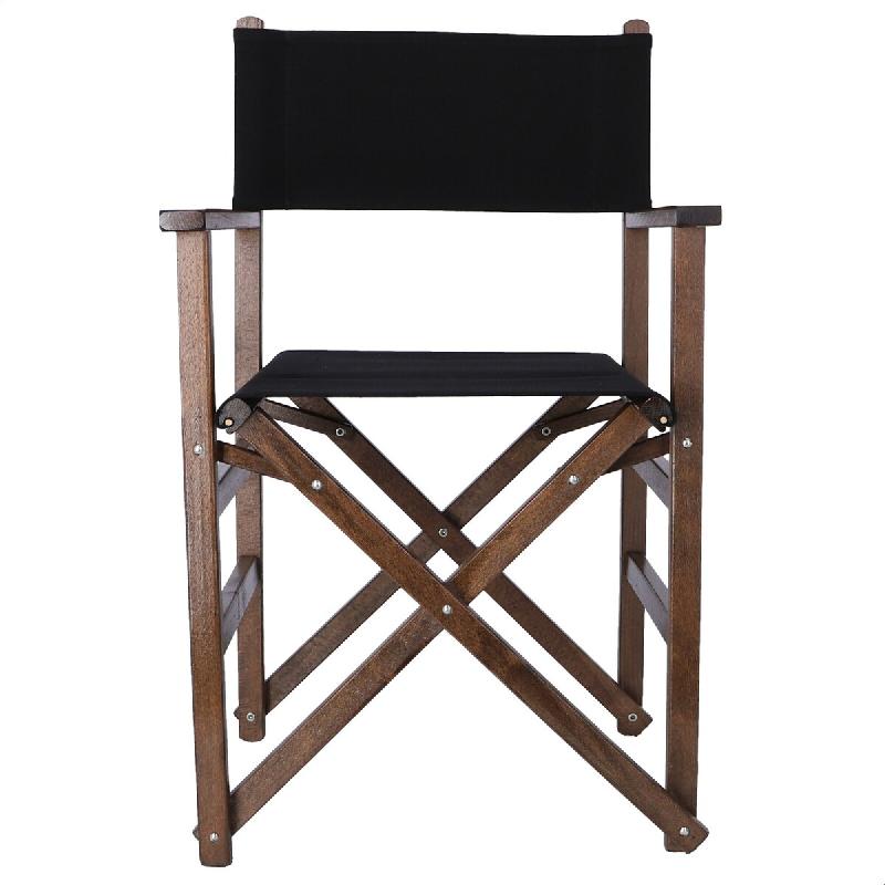 WellHome - Fauteuil director structure noyer avec toile noire 51x46x86 cm - noir WH13269_0